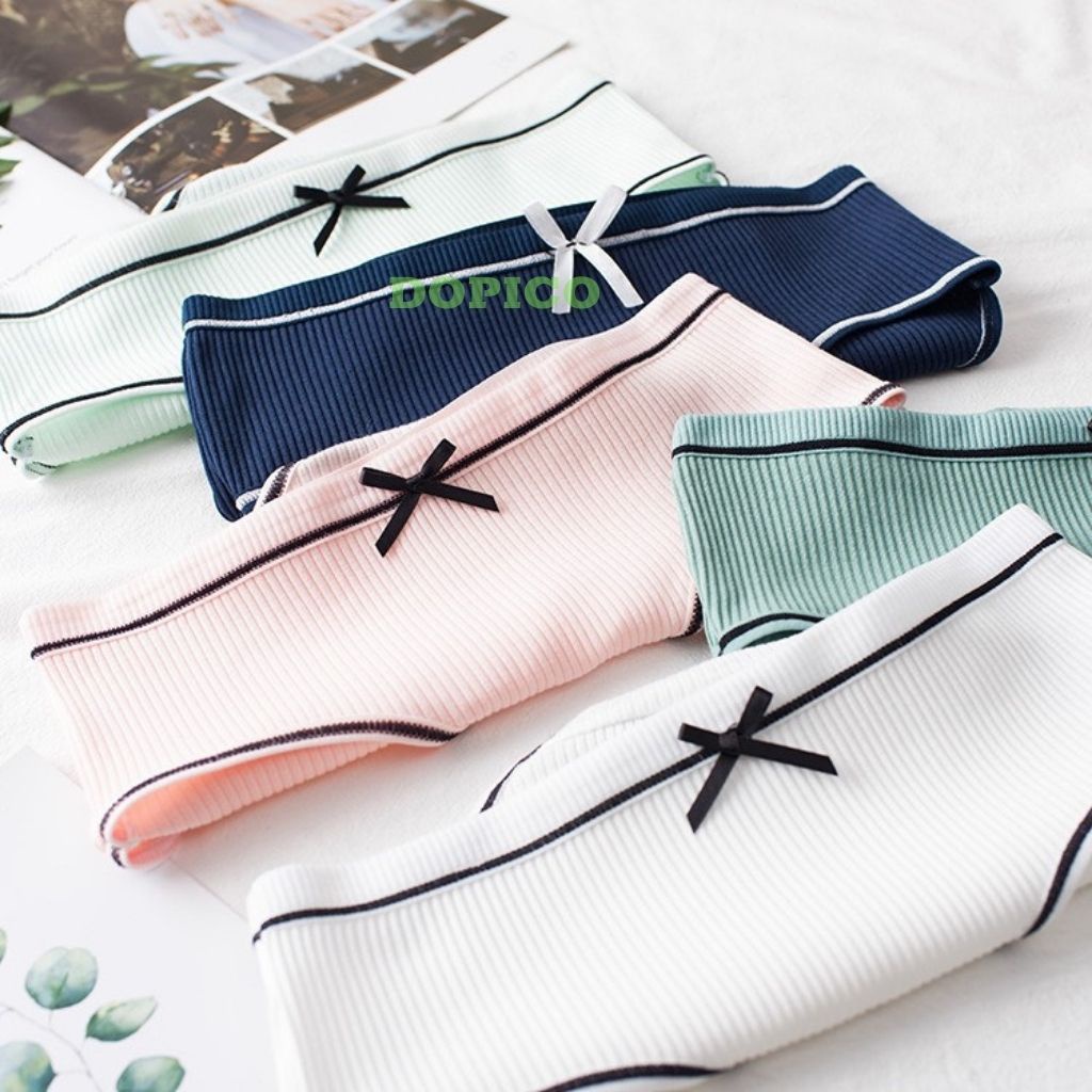 Quần lót nữ kháng khuẩn dễ thương cute, Quần chíp nữ đính nơ gợi cảm DOPICO L803