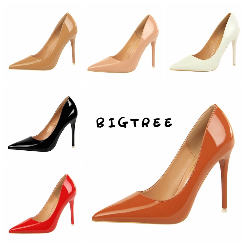 Giày cao gót BIGTREE 9511-6 loại 10.5cm mũi nhọn da bóng cỡ lớn thời trang