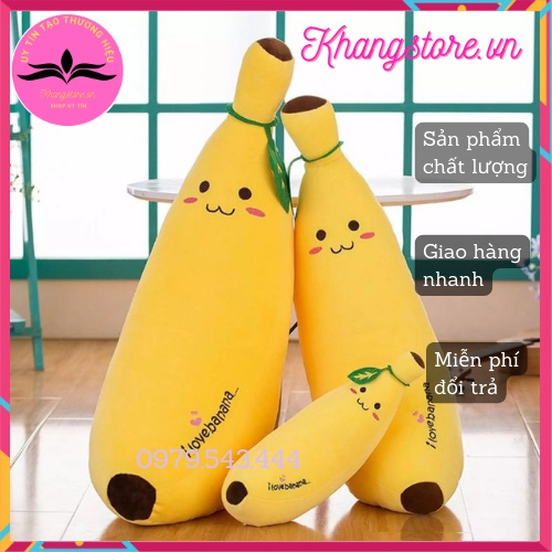 Thú gấu nhồi bông, Gối Ôm Hình Quả Chuối size 25-45-60cm Siêu Dễ Thương Mềm Êm Mịn-khangstore.vn