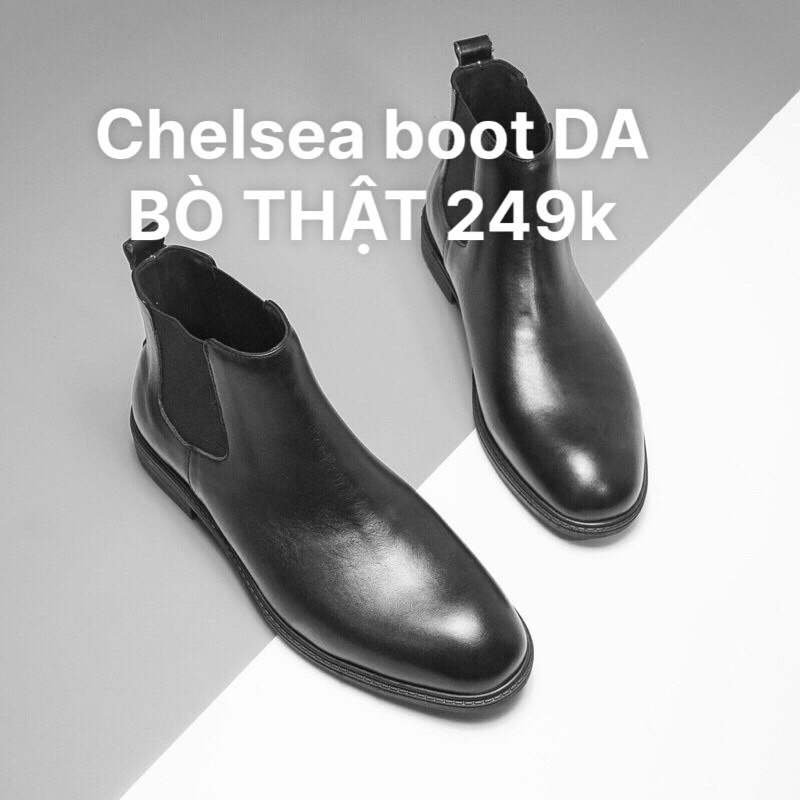 Giày boots nam Chelsea Boots Classic DA BÒ THẬT đế khâu Cao Cấp( đặt lùi 1 size)