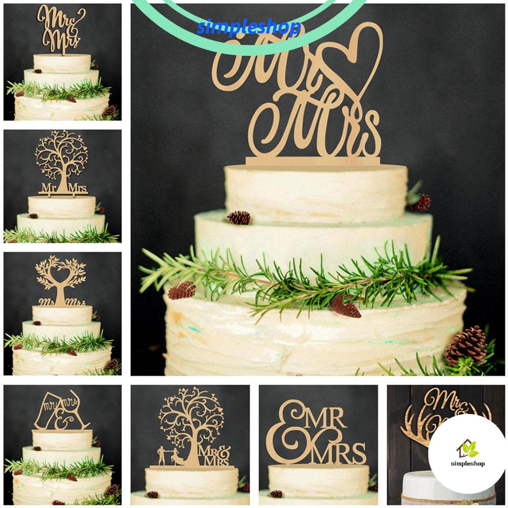 ❀SIMPLE❀ "Mr and Mrs" DIY Cake Decorations Rustic Bride and Groom Wood Cake Topper Laser Cut Wooden letters|Gifts Vintage Wedding Supplies