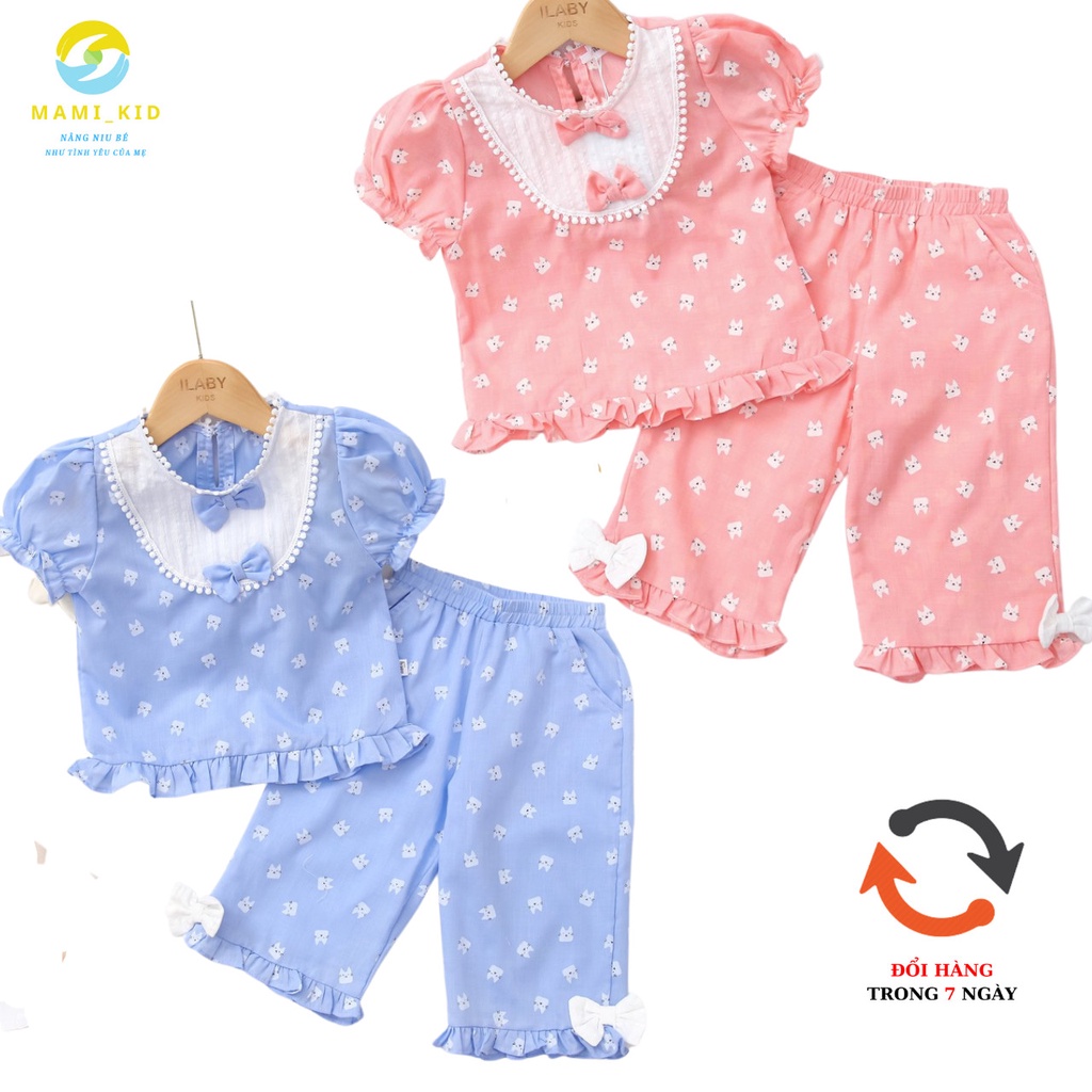 bộ đồ bé gái vải đũi siêu mát, 12-38kg ,Mamikid