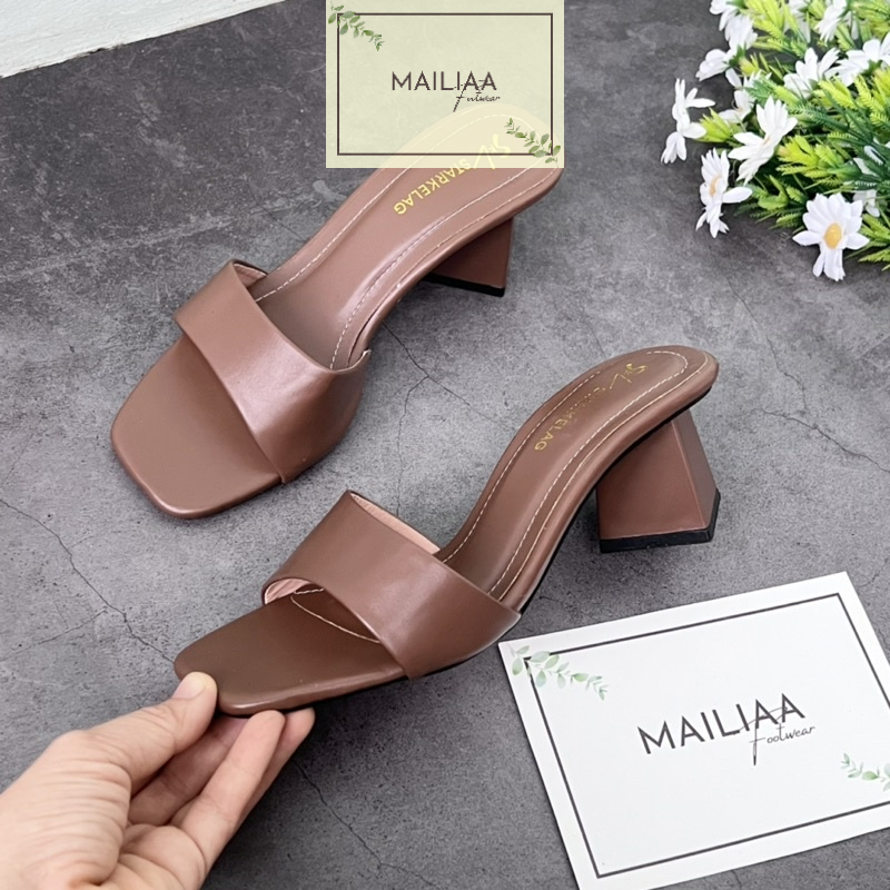Dép gót vuông xéo 5 phân MAILIAA quai ngang xéo