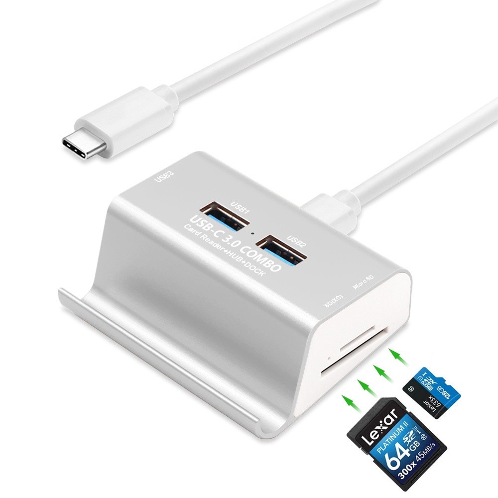 Bộ Chuyển Đổi Usb Loại C Sang Usb 3.0 Có Thẻ Sd Kèm Giá Đỡ 6 Trong 1 Batianda Cho Macbook