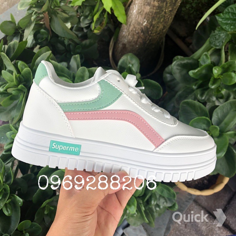 Giày thể thao sneakers nữ trắng ☘️FREESHIP☘️ viền kẻ năng động