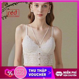 Áo Bra Ren 2 Dây Crotop Đính Cúc BRA08 Không Gọng Đệm Mút Có thể Tháo Rời