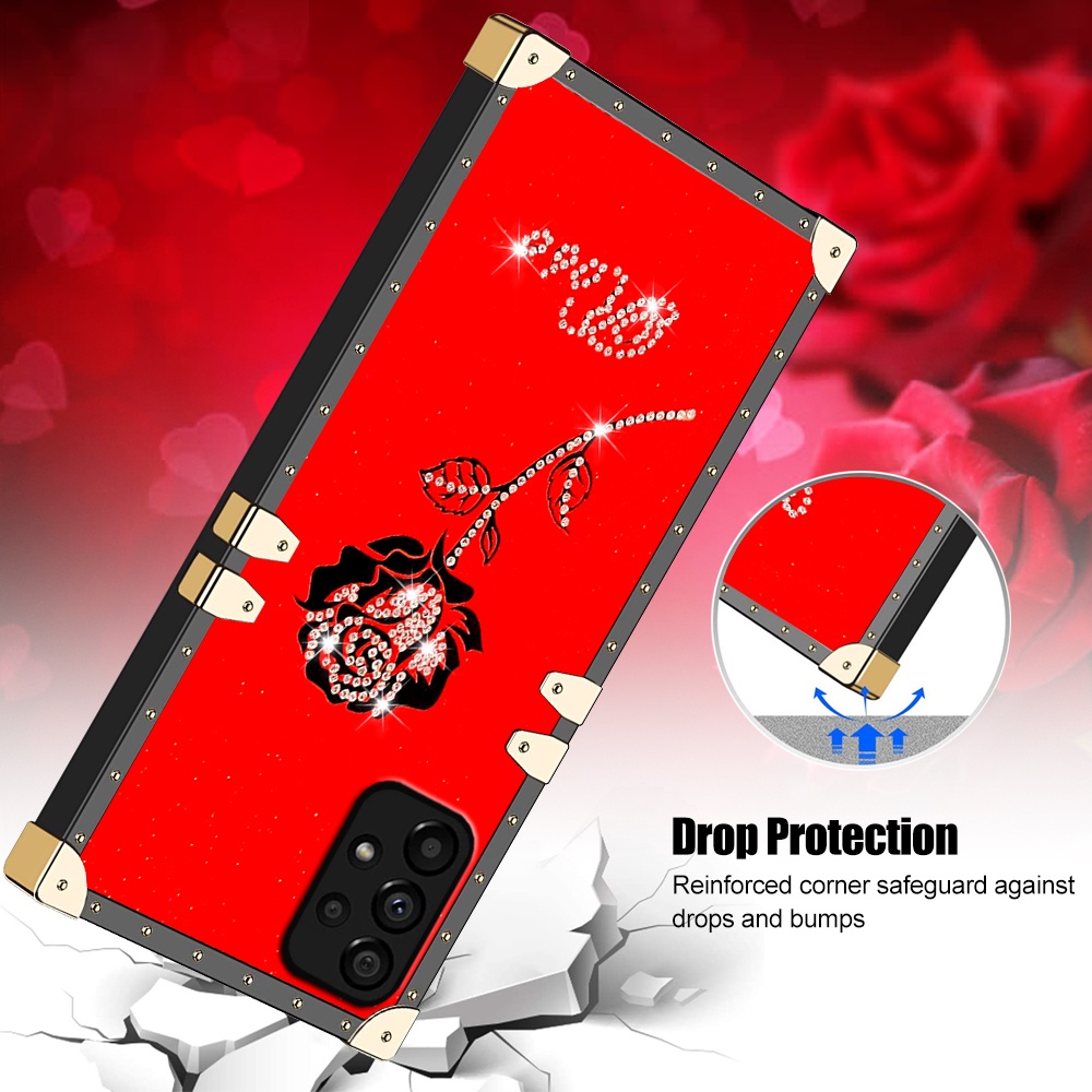 Ốp Điện Thoại Hình Vuông Vân Kim Cương Chống Sốc Cho Samsung A23 A33 A53 5G