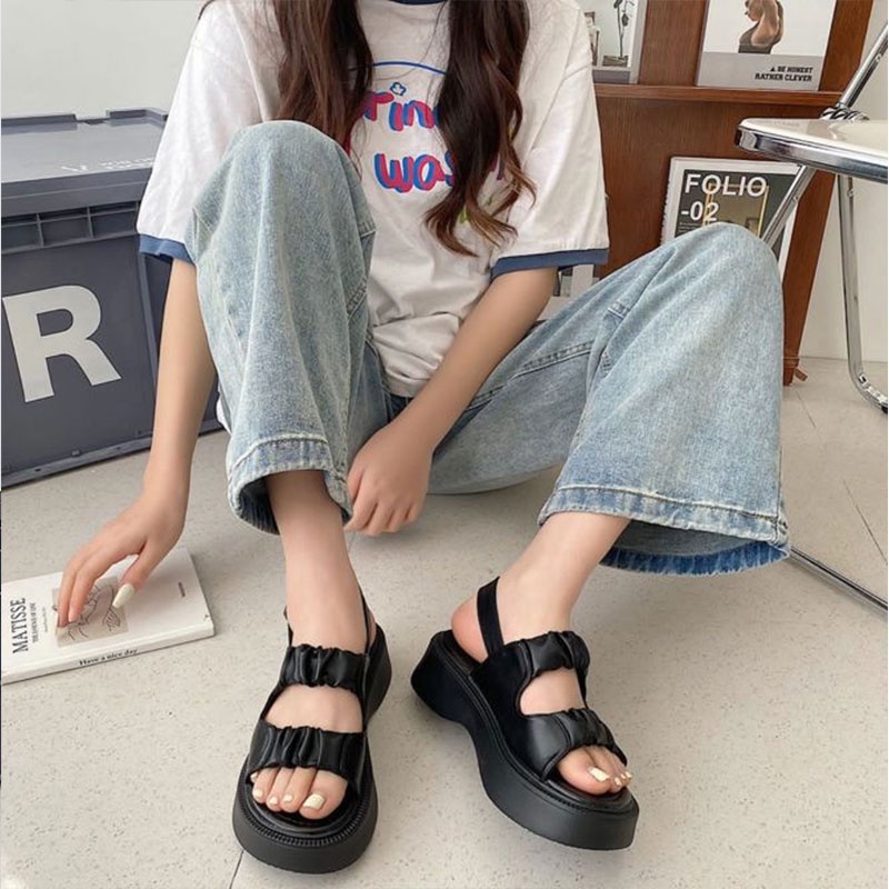 Xăng đan Đế Dày Phong Cách Harajuku Thời Trang Cho Nữ