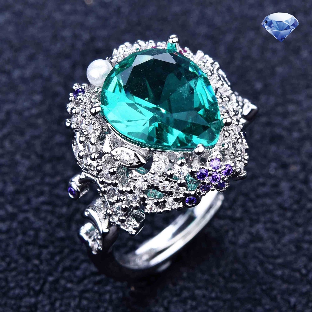 Nhẫn Đính Đá Pha Lê Hồng Tự Nhiên Sáng Tạo