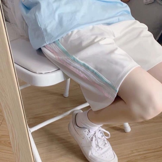 Quần Short Nữ 3 Sọc Thun Unisex Phối Dây Màu Ulzzang BC150