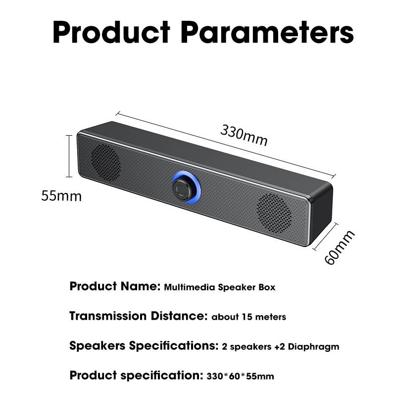 CrownBear E350T-S Loa Bluetooth Có dây Loa PC Loa Sound Bar Cáp âm thanh 3.5MM cho máy tính xách tay / PC / TV