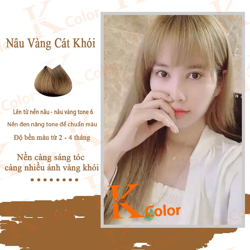 Thuốc nhuộm tóc màu NÂU VÀNG CÁT  KHÓI KoreColor