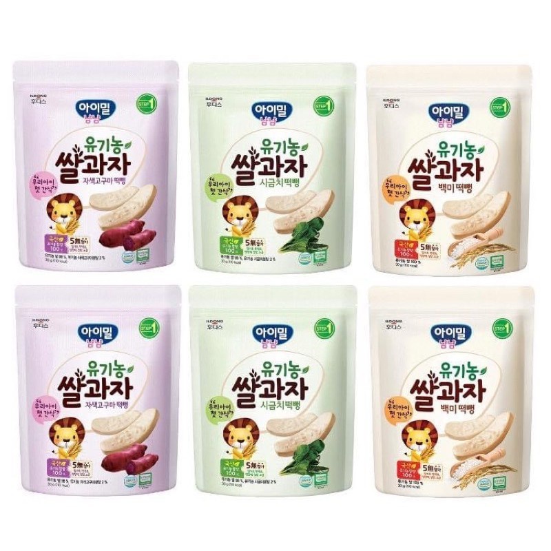 Bánh ăn dặm cho bé gạo hữu cơ ildong Hàn Quốc 6m+