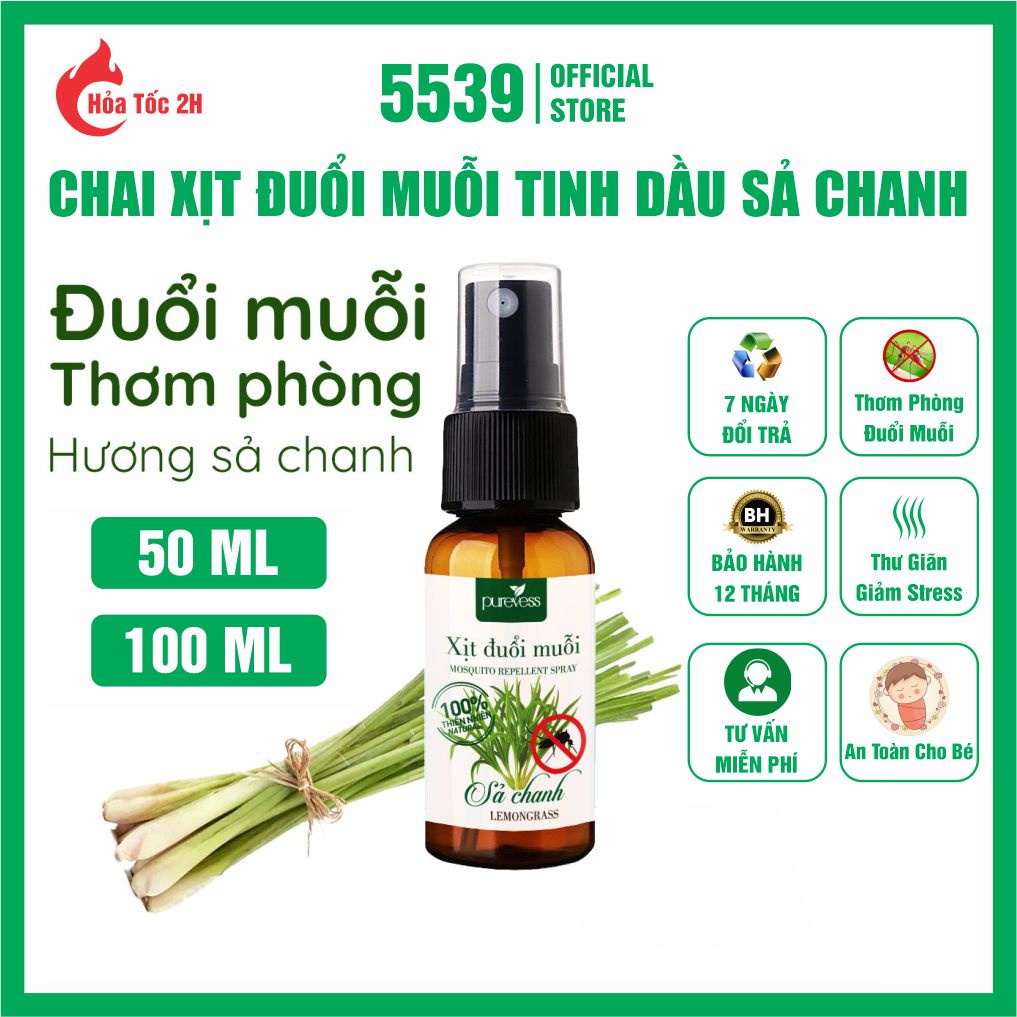 Tinh dầu đuổi muỗi sả chanh thơm phòng dạng xịt đuỗi muỗi, khử mùi nấm mốc - Shop 5539
