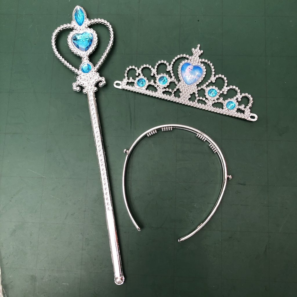 Set Bờm vương miện + gậy nữ hoàng Elsa cho bé gái chơi Trung Thu, hóa trang công chúa