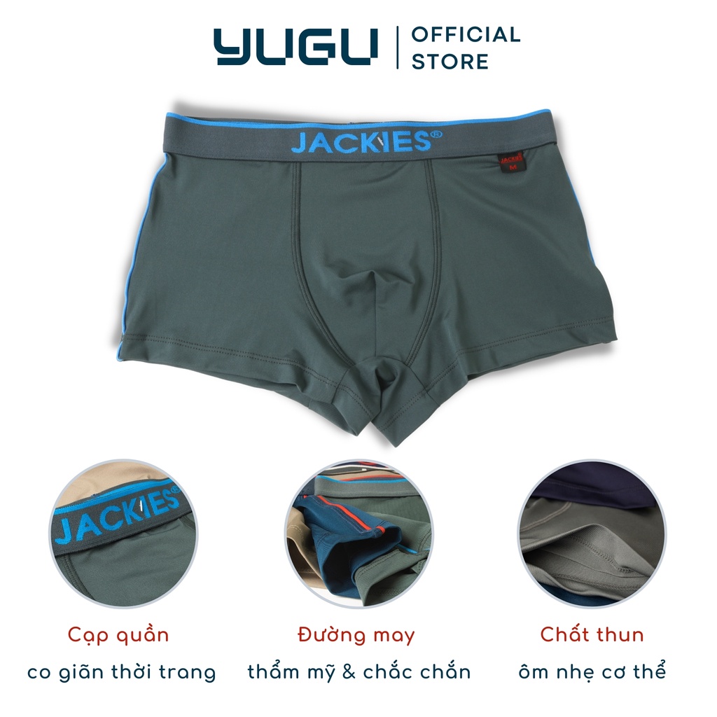 Quần lót đùi nam thun lạnh JACKIES H07 - YUGU - quần boxer nam thun lạnh cao cấp nhiều màu chính hãng, 1 chiếc, che tên