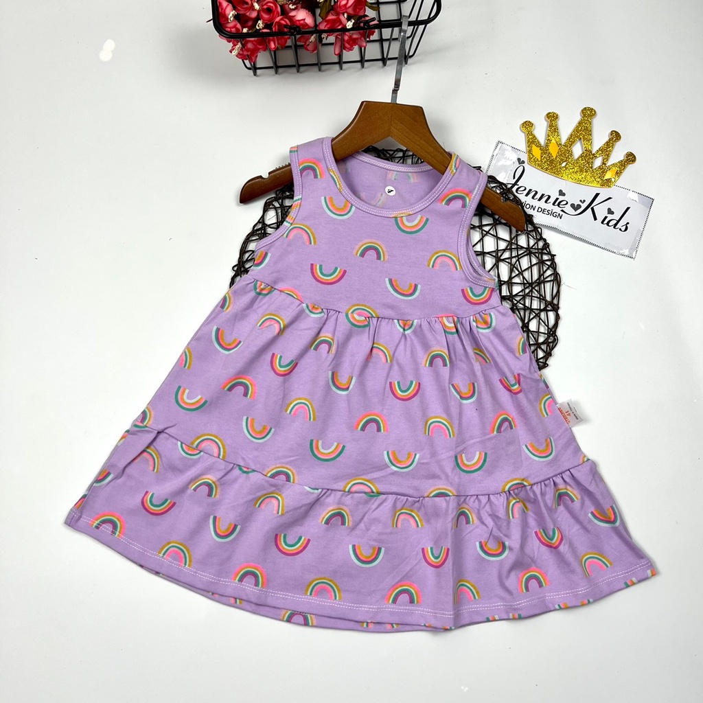 Đầm bé gái 3-5 tuổi dáng xòe thun cotton VNXK Jennie kids J484