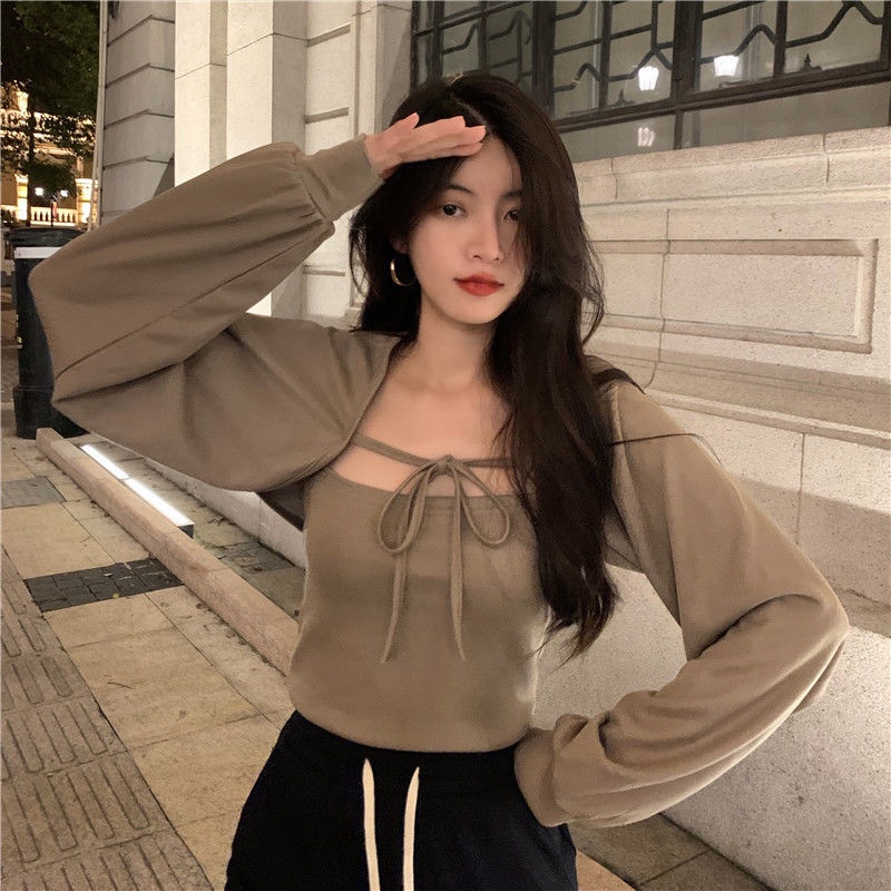 Áo Cardigan Hai Dây Buộc Dây Họa Tiết Sọc Caro Thời Trang 2022 Mới