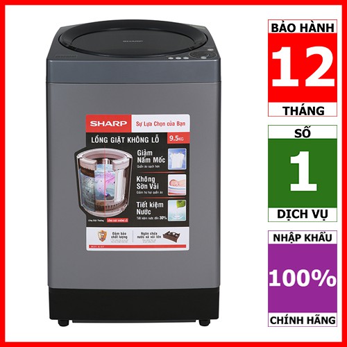 Miễn phí công lắp đặt_ Máy giặt Sharp ES-W95HV-S 9.5Kg (Hàng chính hãng)