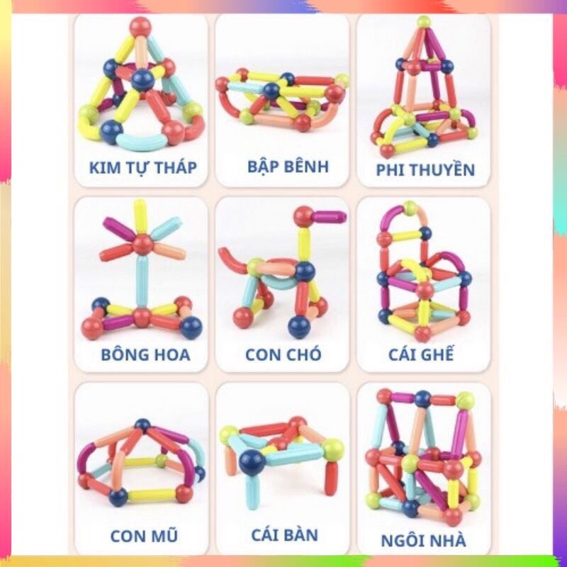 Bộ đồ chơi xếp hình nam châm cho bé, Giúp phát triển trí tuệ, sự sáng tạo cho bé - Hàng cao cấp