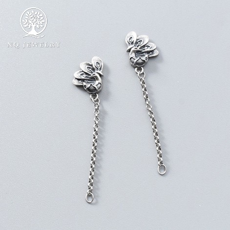 Charm bạc dây bông tai chim công - NQ Jewelry