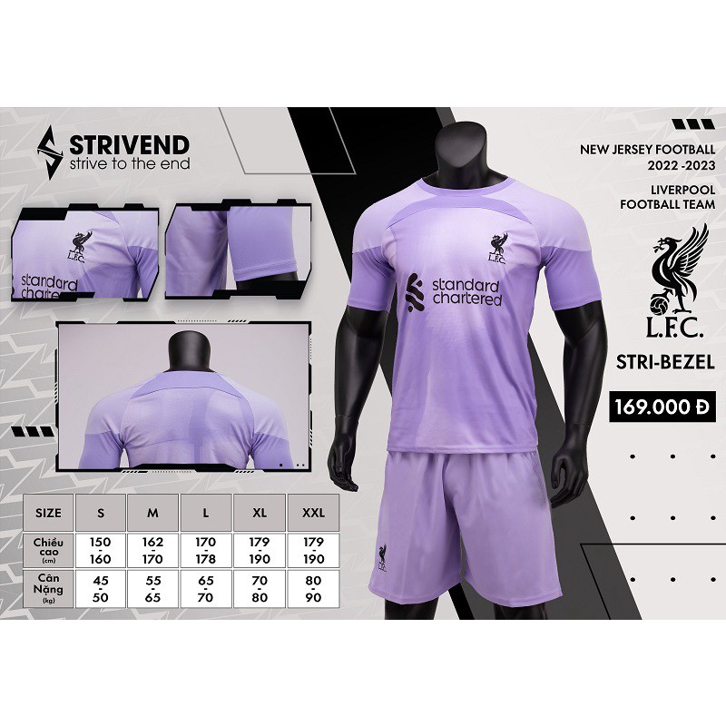 Quần áo Liverpool GF màu Tím Strivend cao cấp 2022-23 CÓ IN tên số
