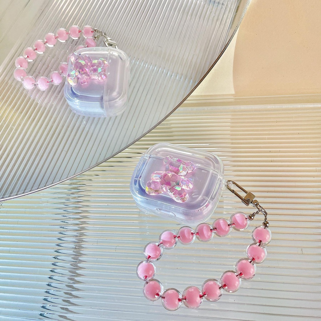 Vỏ Bảo Vệ Hộp Sạc Tai Nghe AirPods 1 2 pro 3 2021 gen3 Bluetooth Không Dây Bằng Silicon Tpu Mềm Trong Suốt Hình Gấu Hồng Dễ Thương