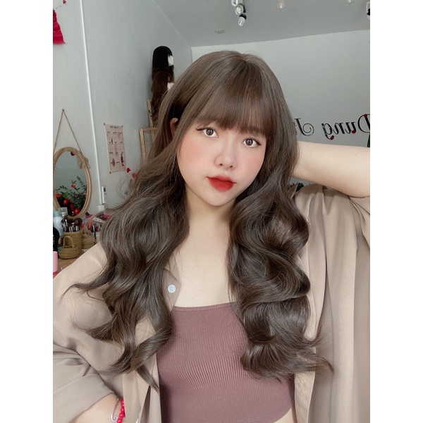 DJ-01 Tóc giả nguyên đầu nữ xoăn lơi tỉa đuổi 60cm
