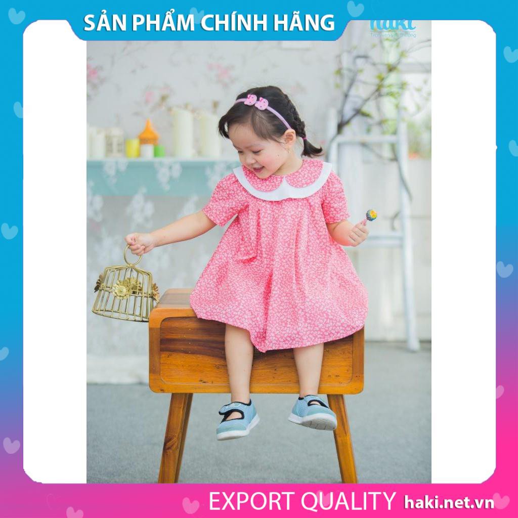 Váy bé gái cổ sen hai lớp xinh xắn HAKI-HK478 (Đỏ hoa nhí)