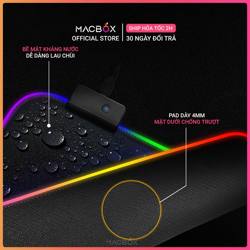 Miếng lót chuột LED RGB 2022, pad chuột chơi game cỡ lớn chống trượt siêu bền siêu đẹp