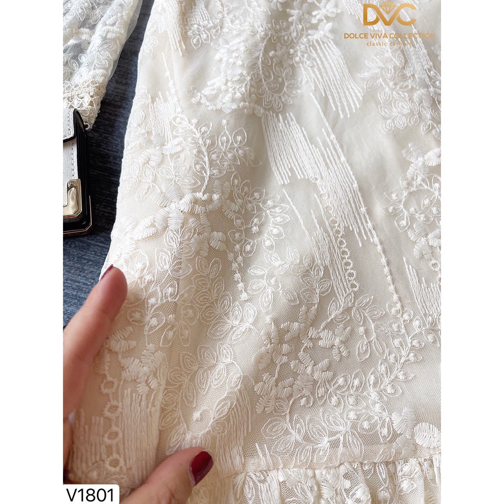 [Mã FAGREEN1505 giảm tới 30K đơn 99K] Váy ren kem thiết kế V1801 - Đẹp Shop DVC (Kèm ảnh thật trải sàn do shop tự chụp) | BigBuy360 - bigbuy360.vn