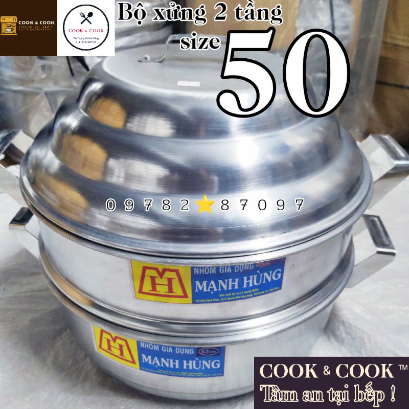 [12.12 Sale] Bộ xửng hấp bánh bao, hấp xôi size 50 cm nhôm Mạnh Hùng 2, 3 tầng hấp xôi, hấp bánh bao, hấp hải sản...