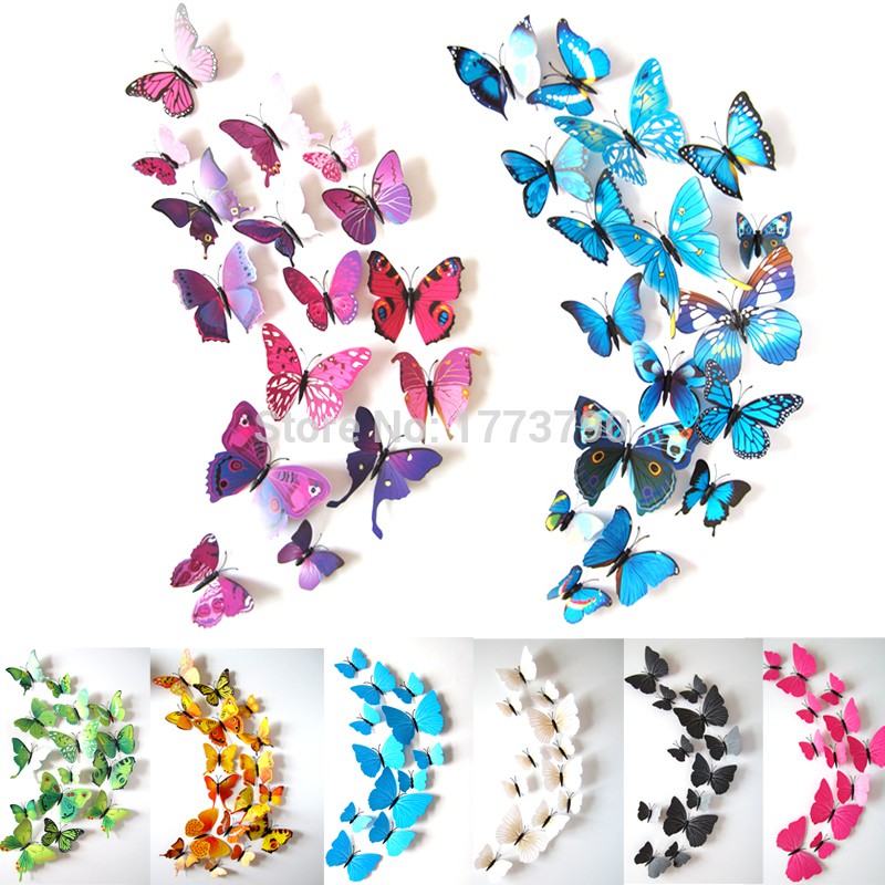 Bướm nam châm 12 con trang trí tủ lạnh + phòng ngủ