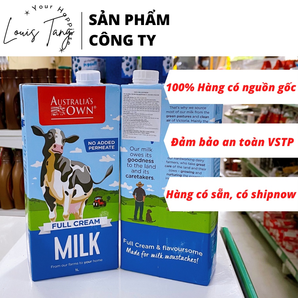 Sữa Tươi Tiệt Trùng Nguyên Kem Australia's Own (Full Cream) THƯƠNG HIỆU ÚC 1 LÍT