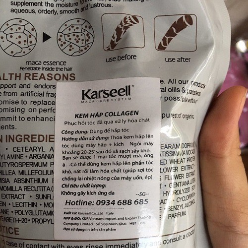[ TOP BÁN CHẠY ] Ủ tóc Collagen - kem ủ tóc Karseell siêu mềm mượt dạng túi ủ tóc Collagen 500ml | BigBuy360 - bigbuy360.vn