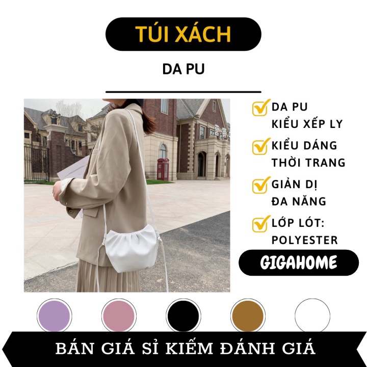 Túi xách nữ 𝑭𝑹𝑬𝑬𝑺𝑯𝑰𝑷 Túi xách da pu kiểu xếp ly đeo chéo cho nữ thanh lịch 9624