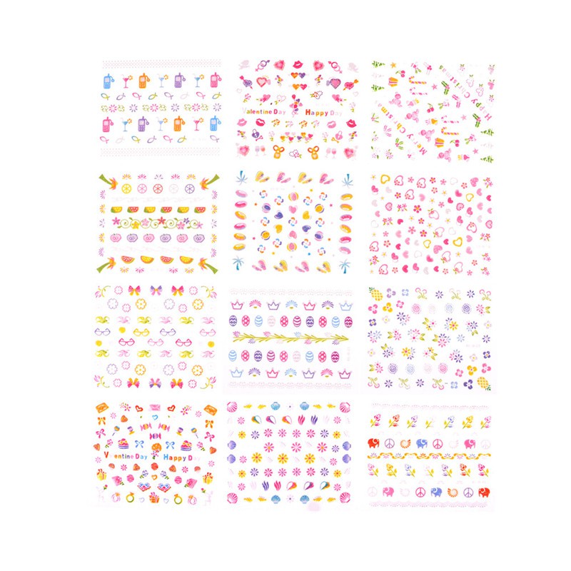 Set 5 Tấm Sticker Hoạt Hình Dán Trang Trí Móng Tay An Toàn Cho Bé DIY