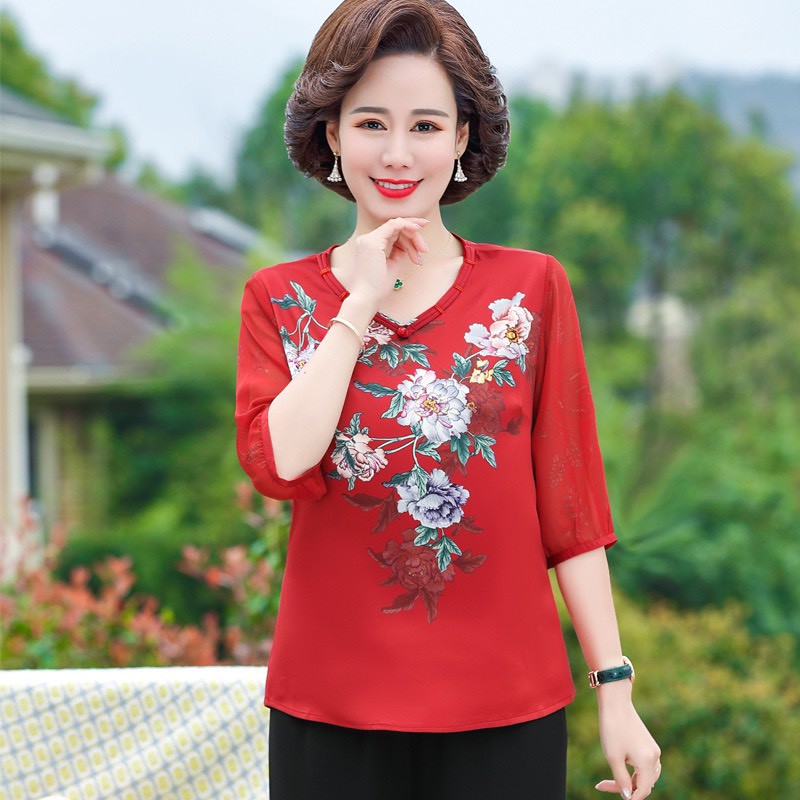 HÀNG SẴN KHO ÁO KIỂU TRUNG NIÊN NỮ_ ÁO SƠ MI NỮ CỔ TIM KIỂU DÁNG SANG TRỌNG CHO BÀ CHO MẸ _ THỜI TRANG TRUNG NIÊN ATN01