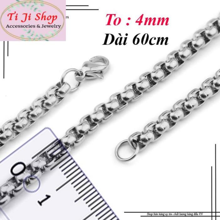 Dây chuyền inox nam kiểu bông dừa khít 4mm đẹp, không đen, không gỉ, chuẩn thời trang