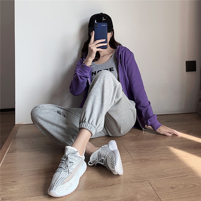 Quần nỉ trơn gourd đen và xám bo gấu jogger unisex