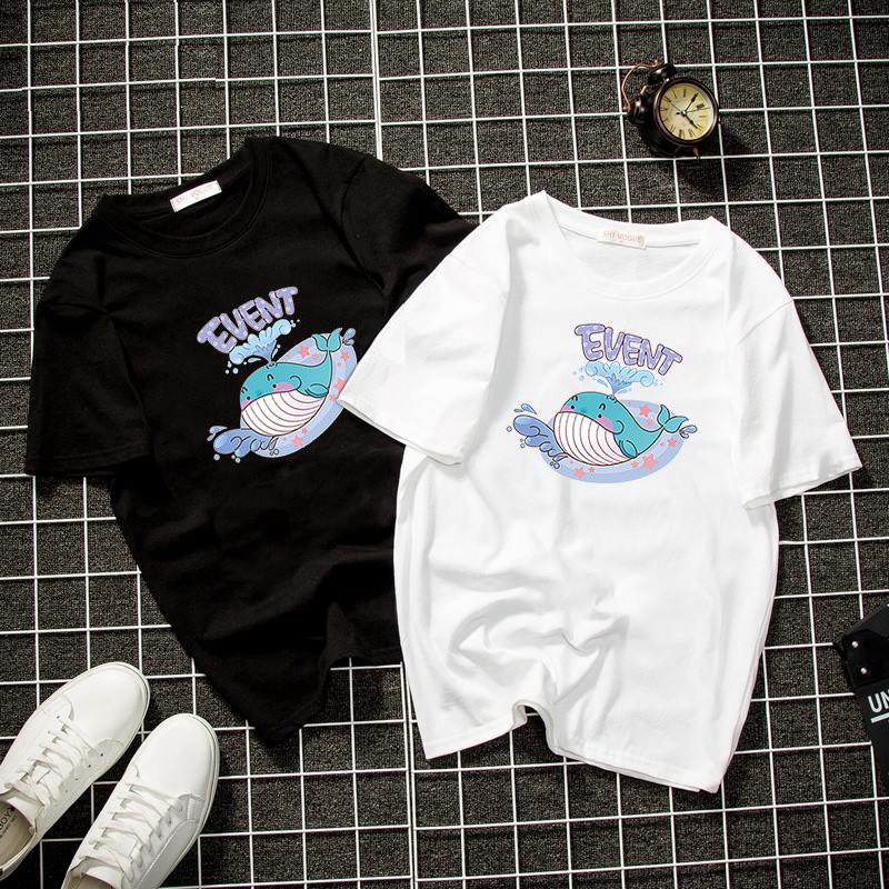 Áo thun nam nữ cá voi dễ thương vải dày mịn 2020T3006