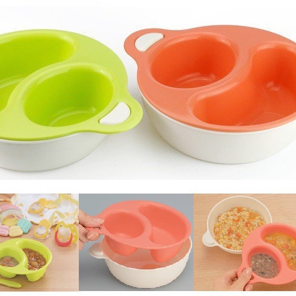 [Inomata] Bát chia ngăn 2 lớp nội địa Nhật cho bé ăn dặm từ 6 tháng tuổi