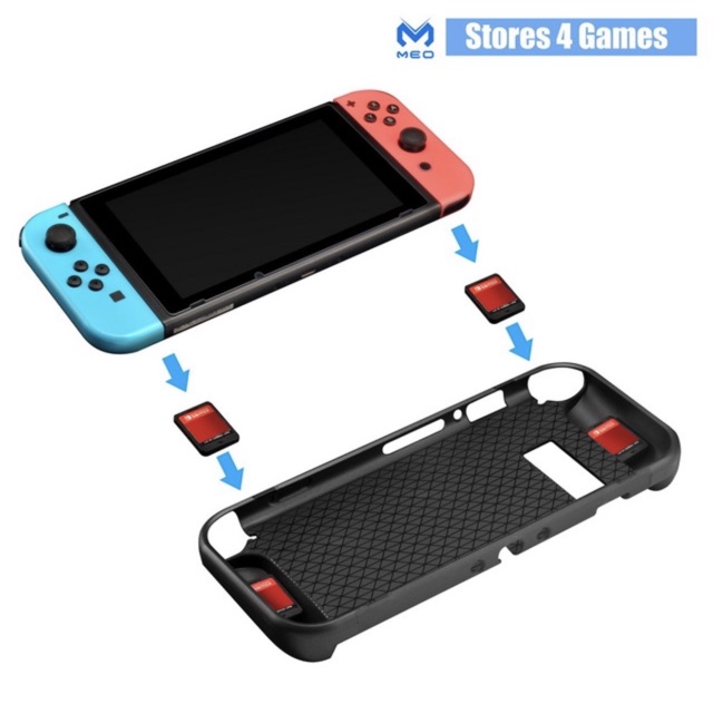 Ốp grip bảo vệ máy Nintendo Switch hãng Meo, đựng được 4 thẻ game.