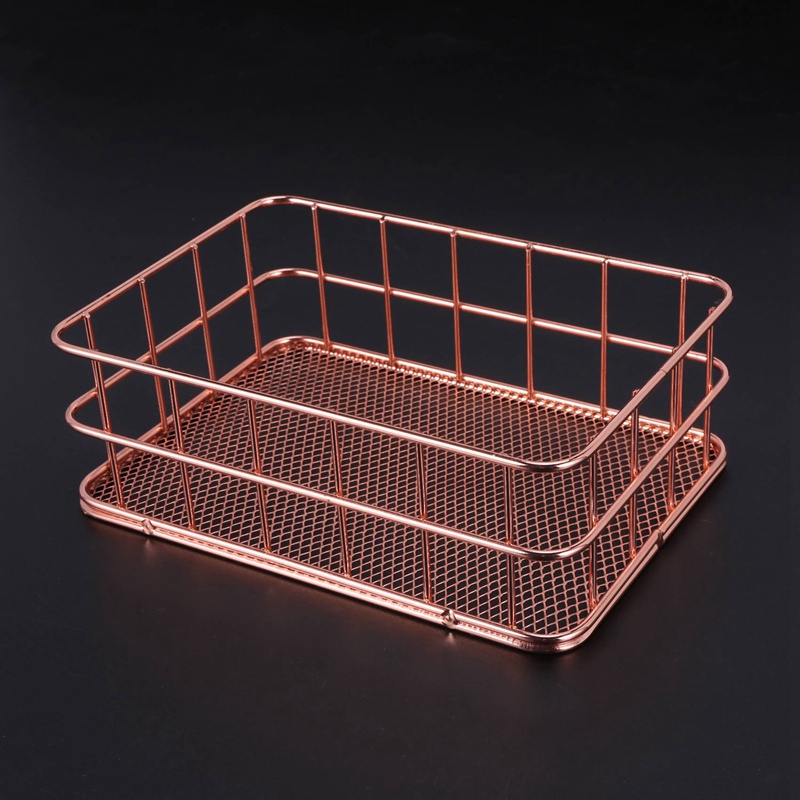 Giá Đỡ Bút / Cọ Trang Điểm Bằng Dây Kim Loại Màu Vàng Hồng
