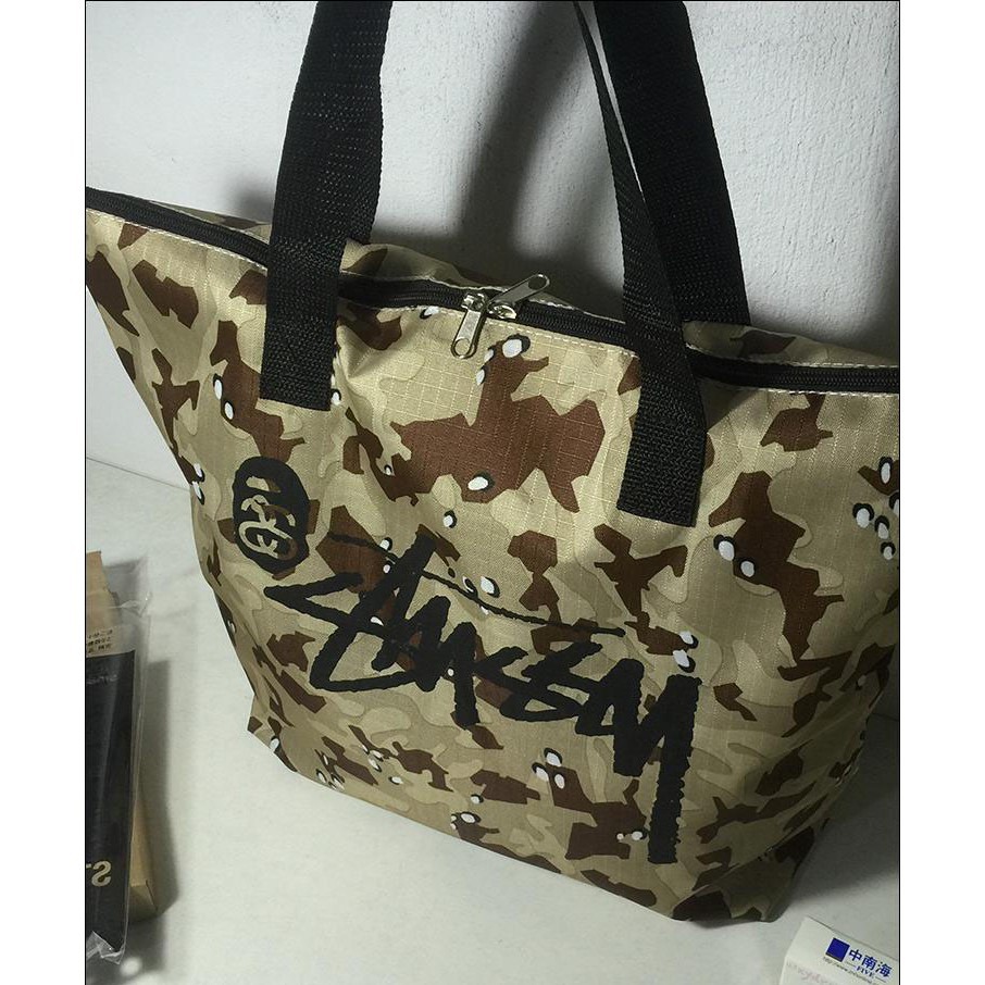 BAPE X STUSSY A Bathing Ape Tote Bag Túi Xách Tay Đeo Vai In Chữ Thời Trang