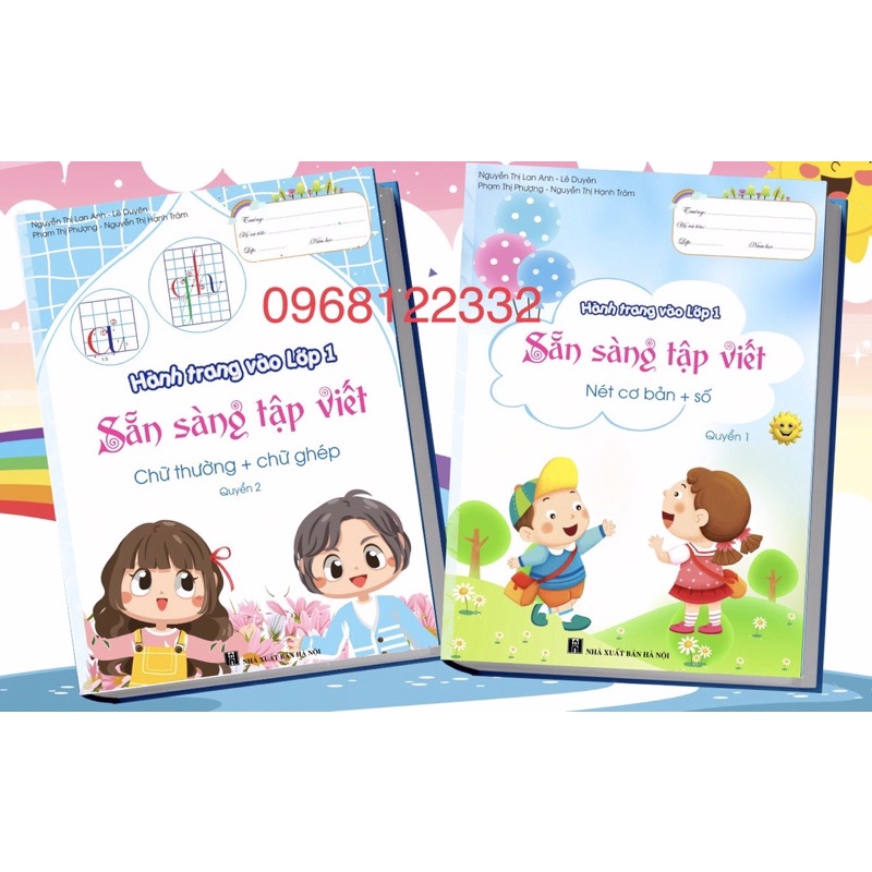 2 Quyển Sẵn Sàng Tập Viết +Tâm Thế Cho Bé Vào lớp 1 Mẫu Mới(Quyển 1+quyển 2)