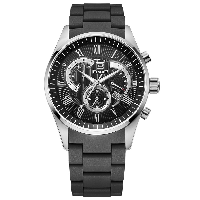 Đồng hồ Chronograph nam mặt số La Mã Binger