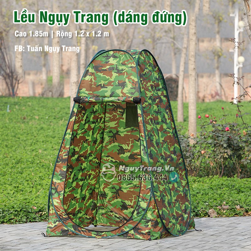Lều xếp màu xanh nguỵ trang dáng đứng gấp gọn
