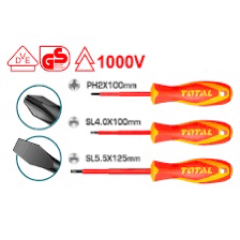 THTIS036 Bộ 3 tua vít cách điện Total