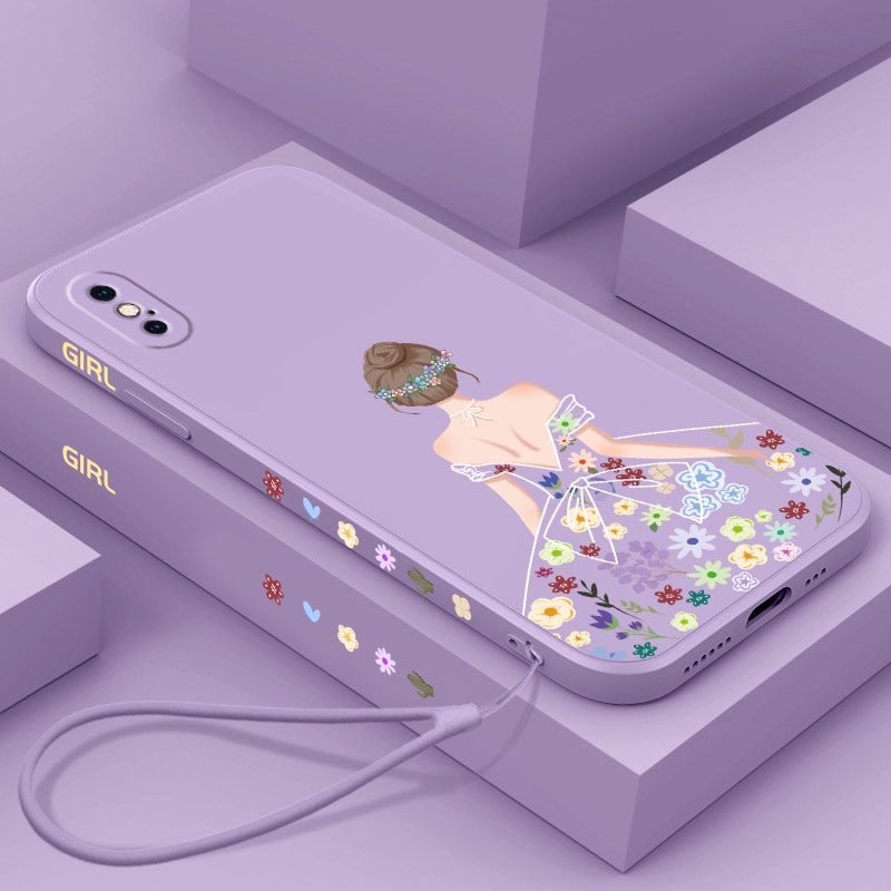 Ốp Điện Thoại Qianzi Tpu Silicon Mềm Họa Tiết Cô Gái Hoa Thích Hợp Cho Iphone 7Plus Iphone 8Plus Iphone X Xs Xr Xs Max